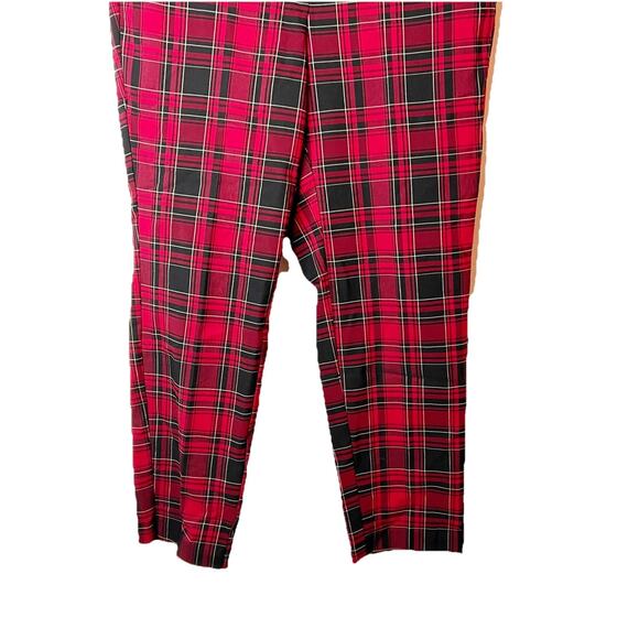 LANE BRYANT Slim Ankle 4 Season Pant Stretch Red Tartan Plaid SZ 16 Mid Rise - Picture 3 of 8